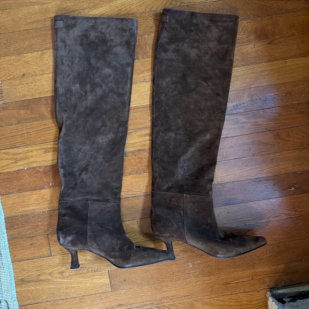 3JUIN tall over the knee high suede brown leather boots 40 9 bae bea touch